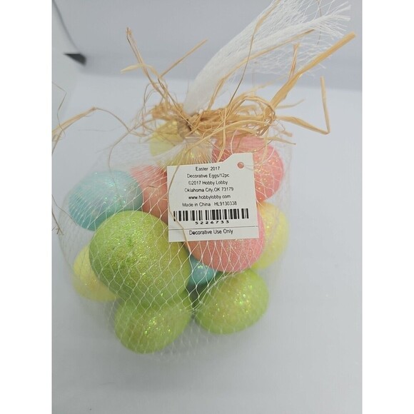 5 Pack - 12 Pastel Glitter Plastic Easter Egg Vase Filler Spring Home Decor - Picture 6 of 6